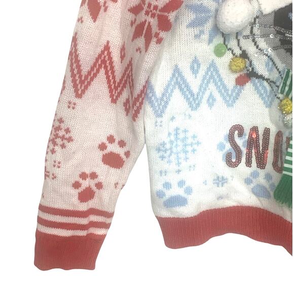 No Boundaries Ugly Christmas Cat! Sweater 3XL Womens Aqua Red Up to Snow Good - Picture 6 of 10